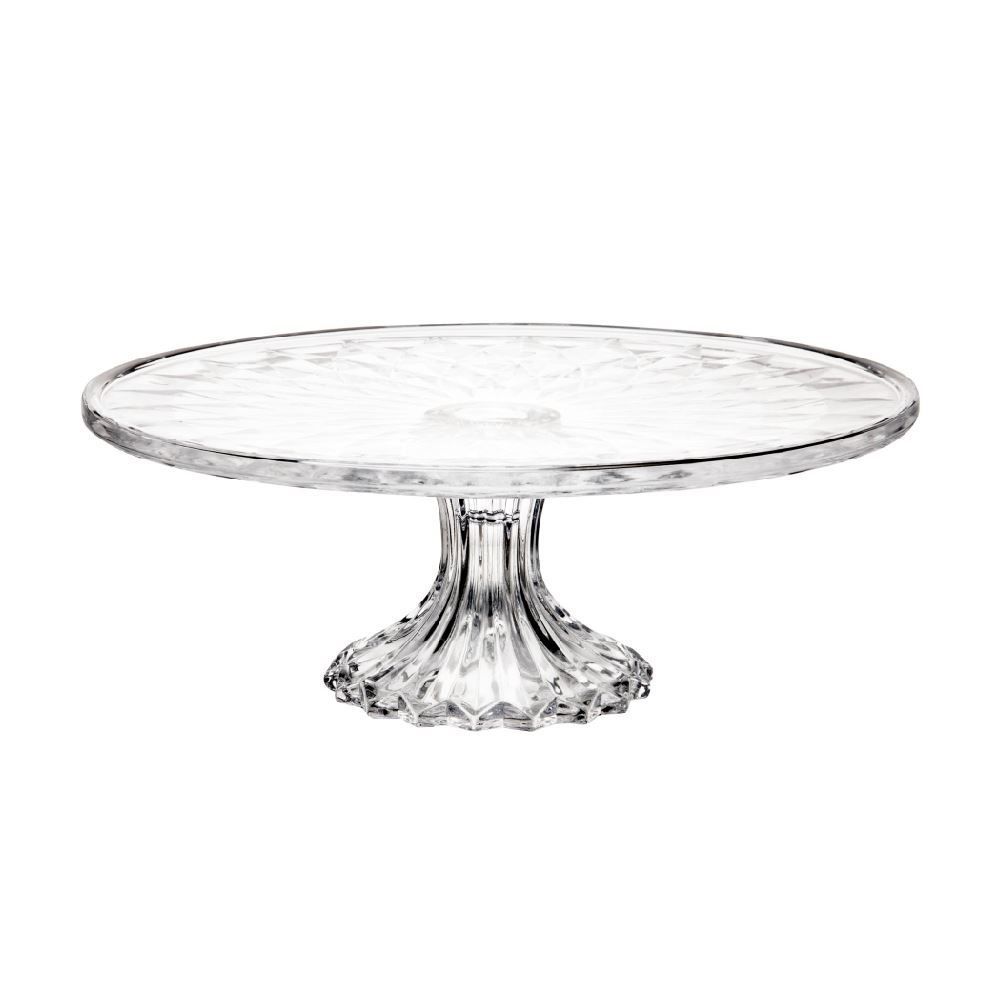 Prato Para Bolo Com Pé Diamante Lyor 30 Cm - Transparente