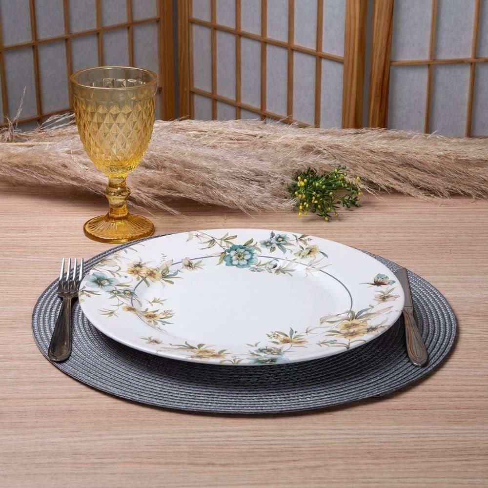 Prato Raso Blue Garden Havan Casa 28Cm - Branco e Floral
