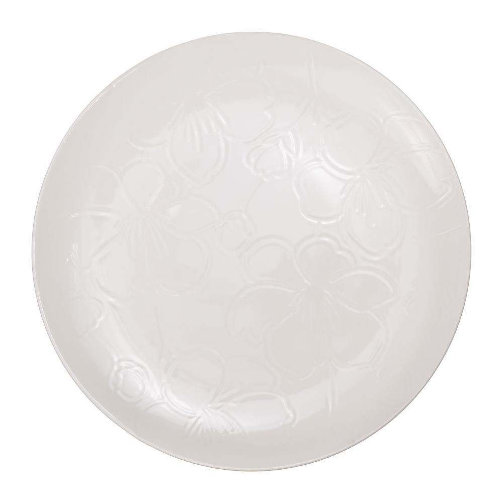 Prato Raso Cerâmica Unni Orquídea White Oxford 26 Cm - UNNI ORQUIDEA WHITE