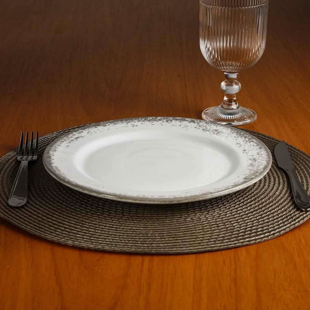 Prato Raso de Porcelana Névoa Cinza Schmidt - 26 cm