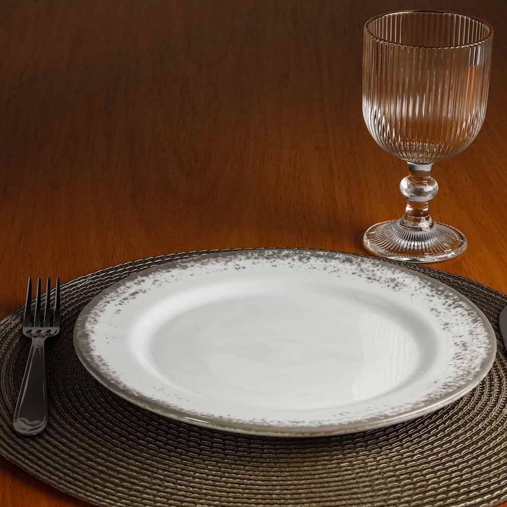 Prato Raso De Porcelana Névoa Cinza Schmidt - 26 cm