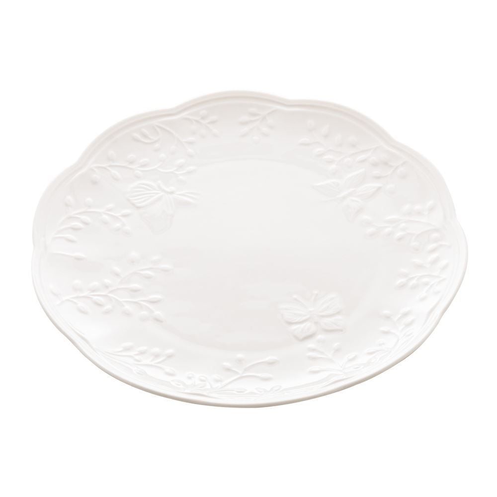 Prato Raso Lyor de Porcelana Butterfly 27Cm - Branco