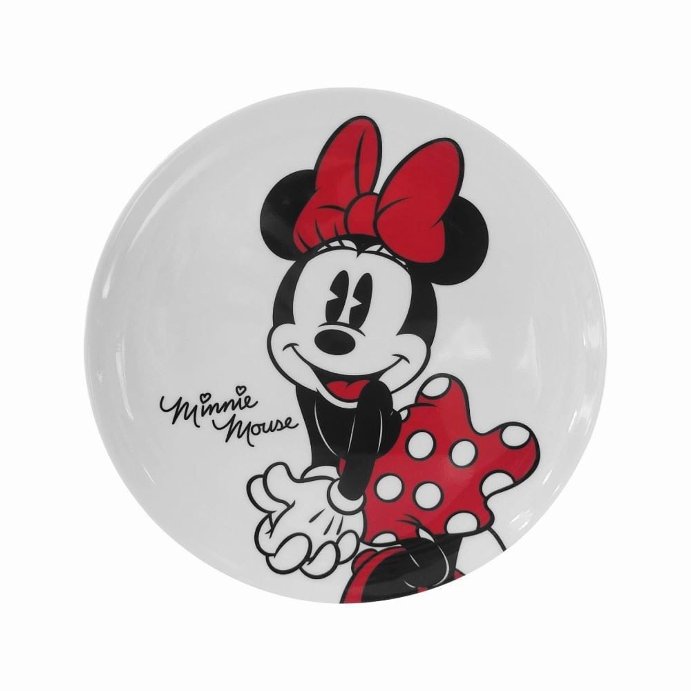 Prato Raso Melamina Personagens Disney 20 Cm - Minnie