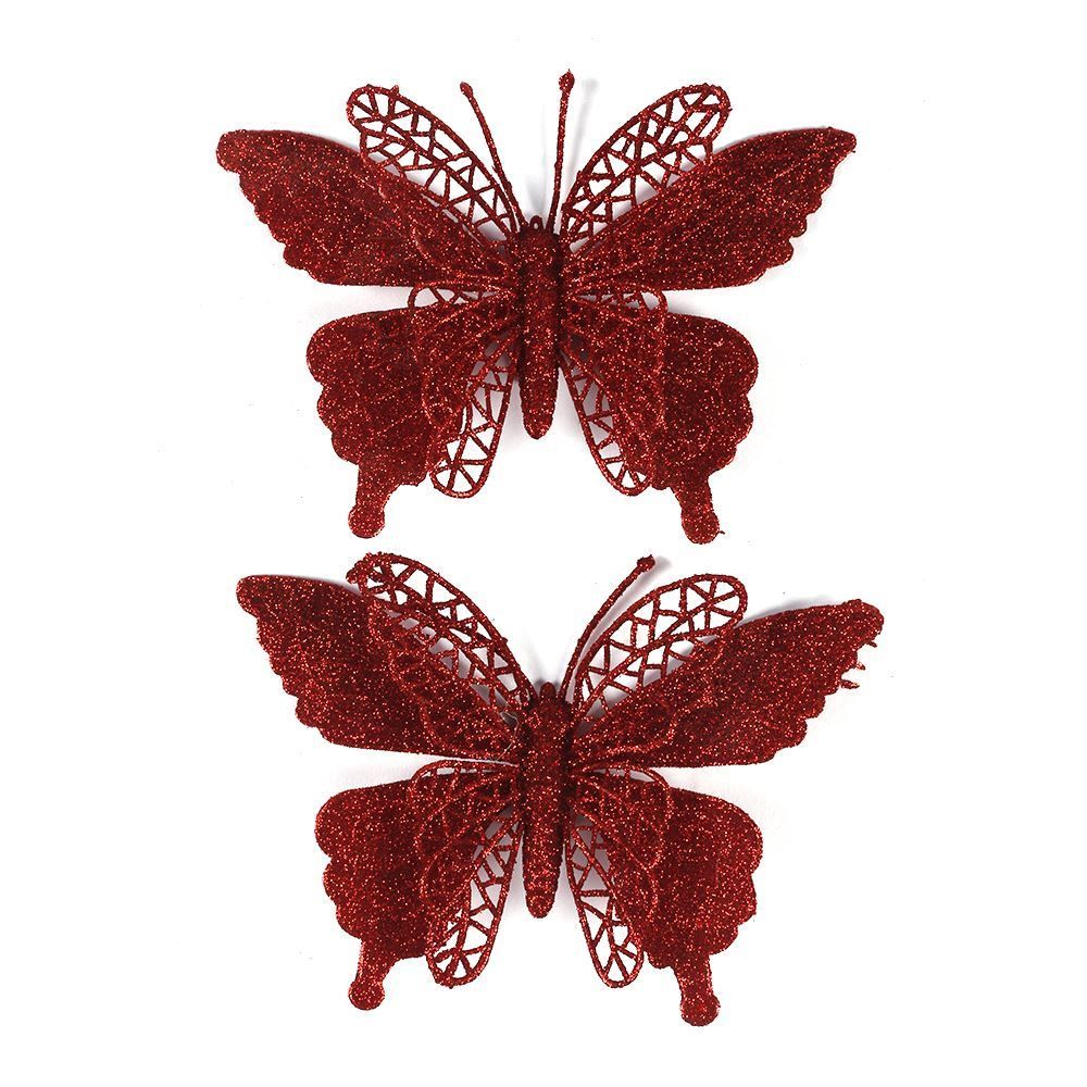 Prendedor Borboleta Vermelha 2 Unidades 12 cm Tuut - 31532