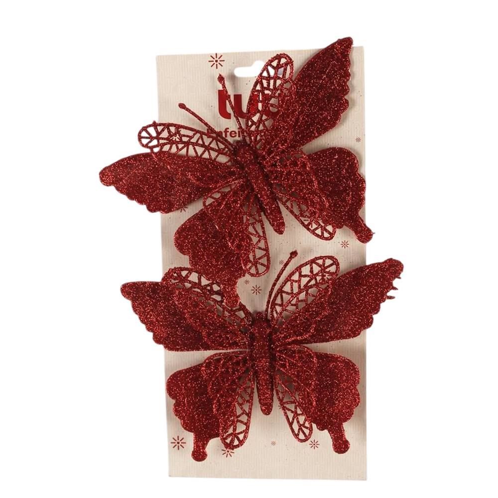 Prendedor Borboleta Vermelha 2 Unidades 12 cm Tuut - 31532
