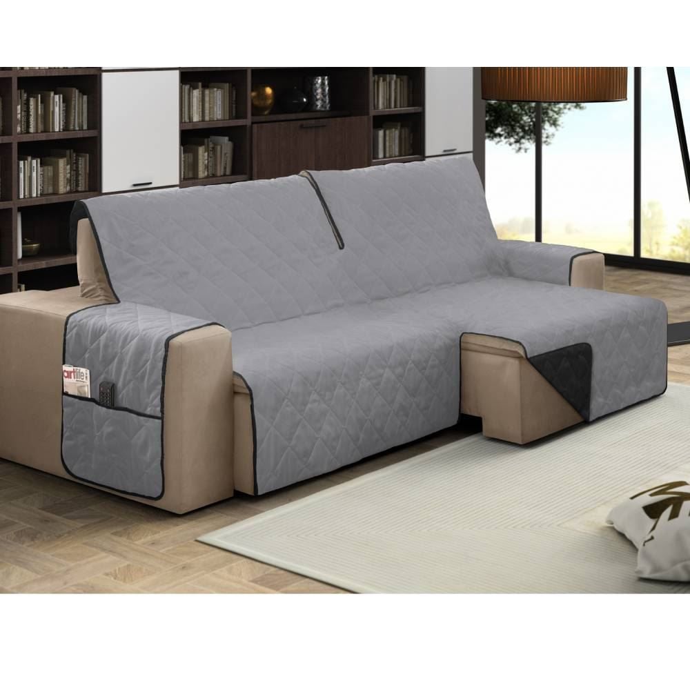 Protetor Para Sofá Dupla Face 4 Lugares Havan Casa - Cinza e Preto