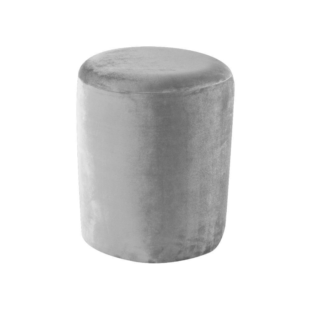 Puff Redondo Veludo 42 Cm Havan Casa - Cinza 