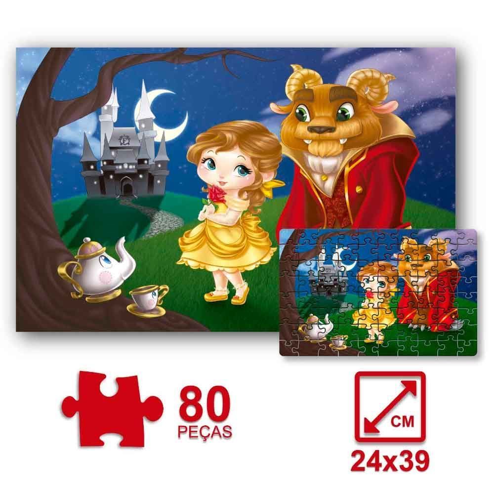 Quebra-Cabeça A Bela E A Fera Pais & Filhos 80 Peças Gala - 2854