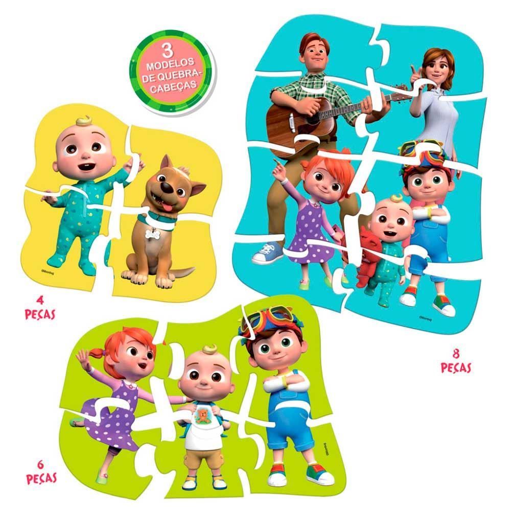 Quebra-Cabeça Ache Encaixe 4,6 E 8 Peças Cocomelon Elka - 1201