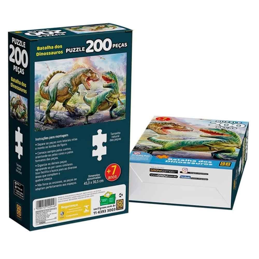 Quebra-Cabeça Batalha Dos Dinossauros Puzzle 200 Peças Grow - 04044