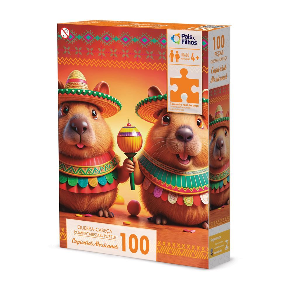 Quebra-Cabeça Capivaras Mexicanas 100 Peças Pais & Filhos - 7929