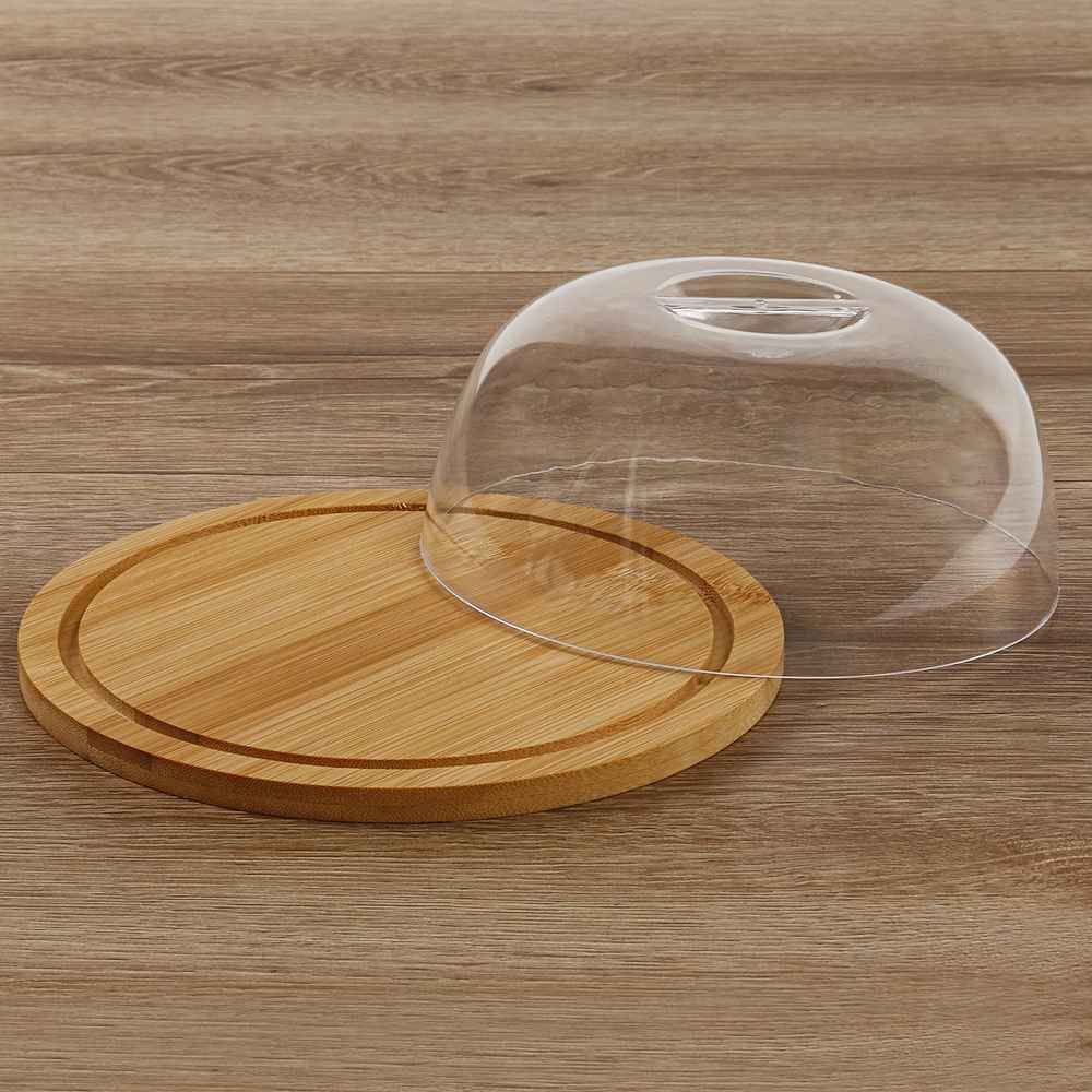 Queijeira Com Tampa Ecokitchen Mimo Style 19Cm - Bambu e Transparente