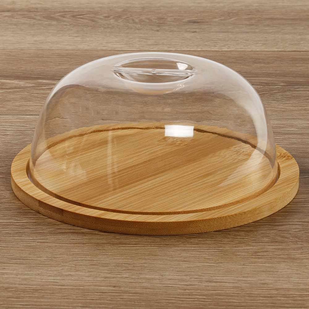 Queijeira Com Tampa Ecokitchen Mimo Style 19Cm - Bambu e Transparente