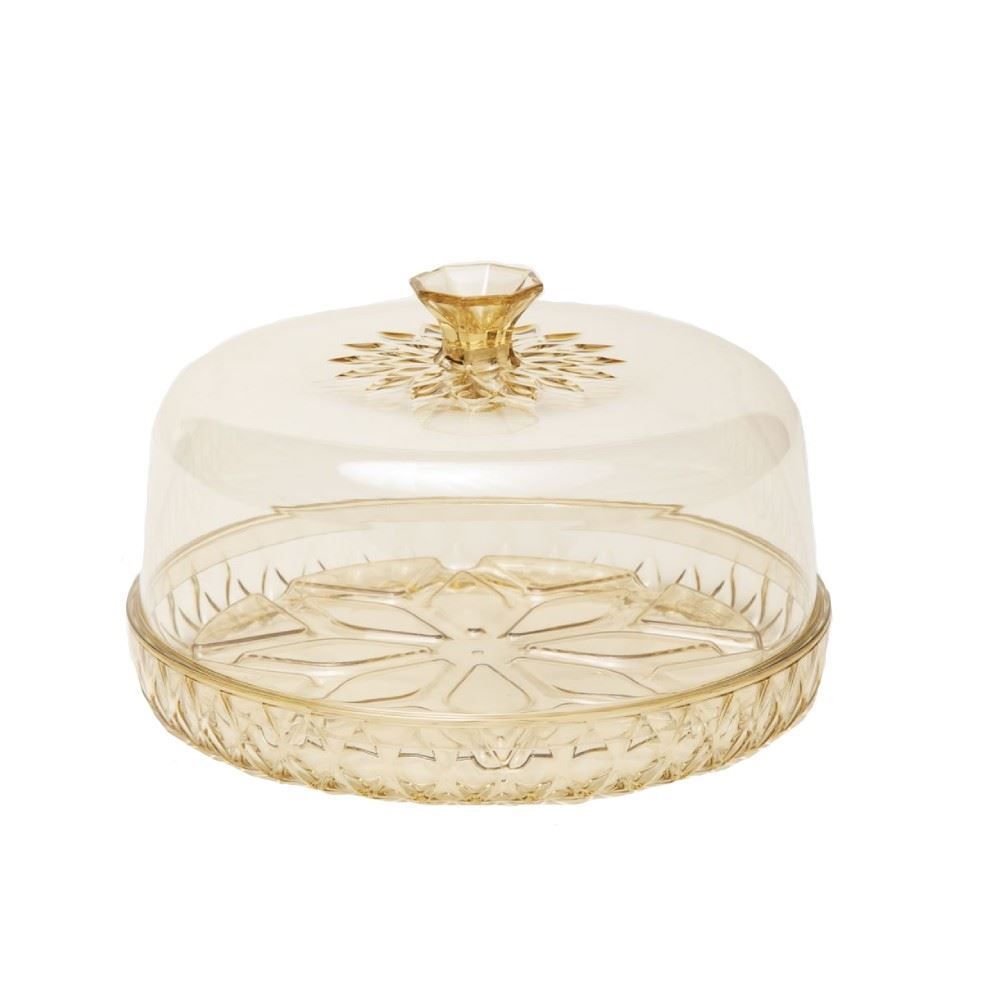 Queijeira Com Tampa Plasútil Glamour 18Cm - Âmbar 