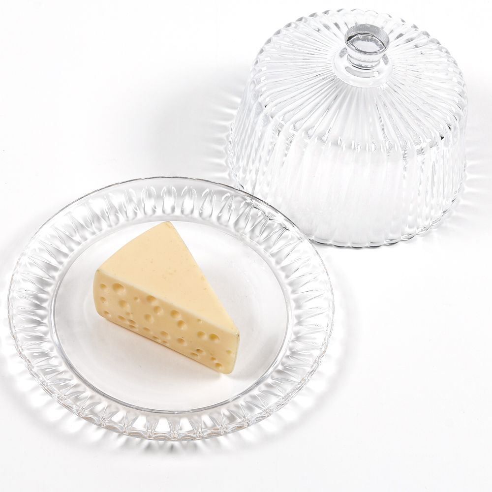 Queijeira De Vidro Com Tampa Radial Lyor 19,5Cm - Transparente