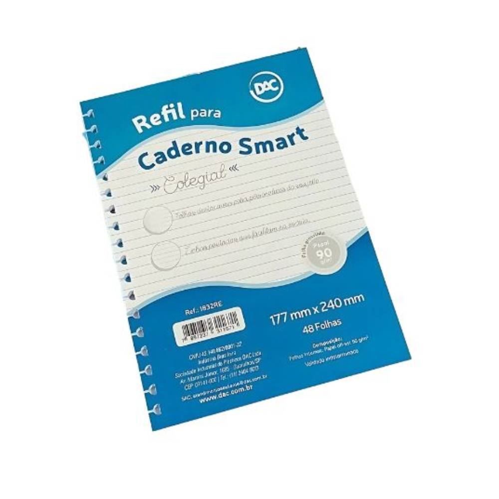 Refil Para Caderno Smart Branco Pautado Dac - 48 Folhas