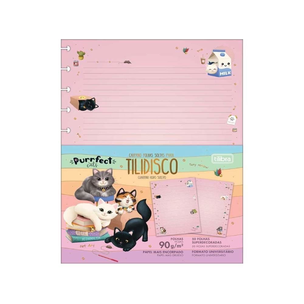 Refil Para Tilidisco Purrfect Cats Tilibra - 50 Folhas