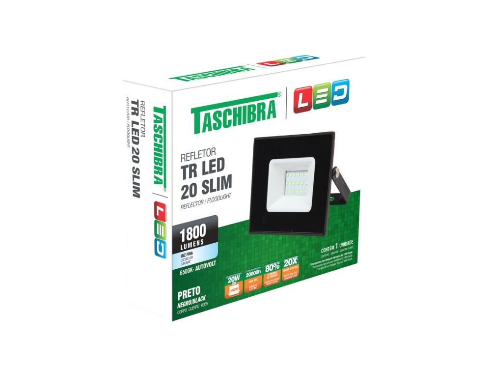 Refletor Tr Led Taschibra 20W 6500K Preto