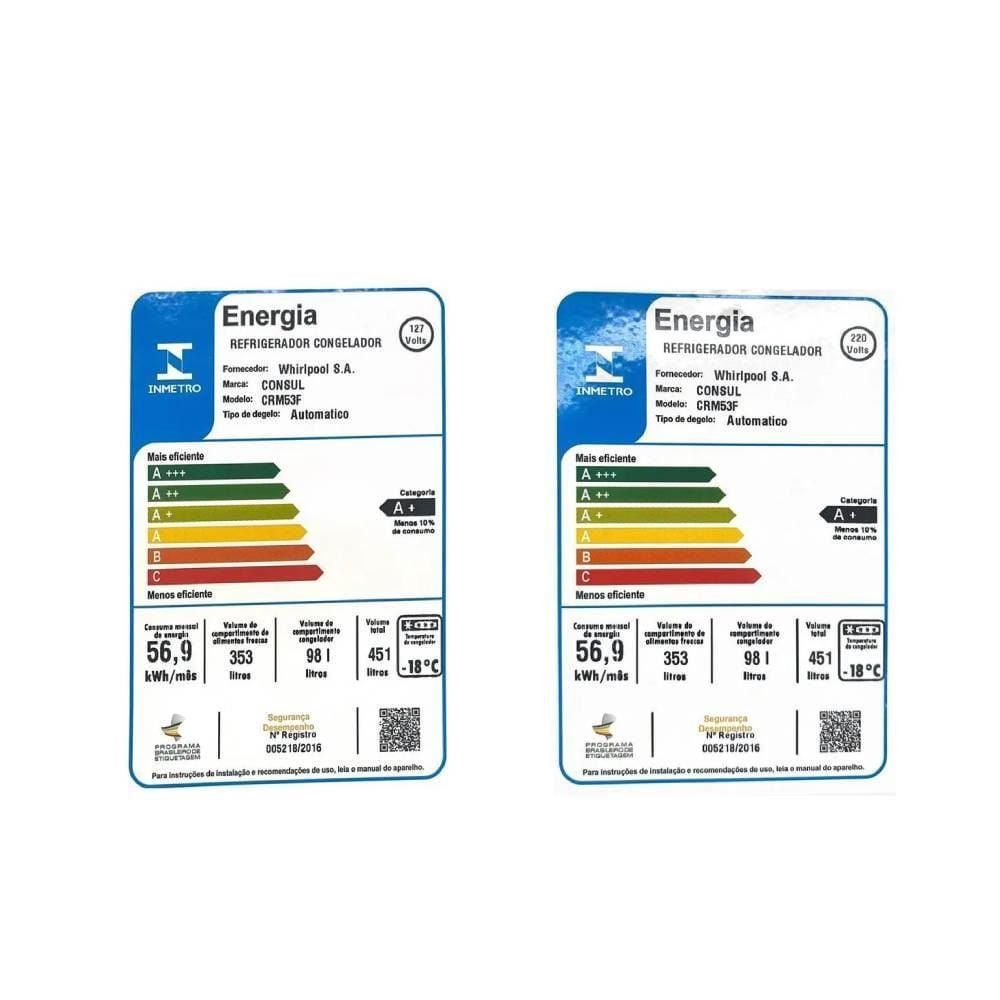 Refrigerador Geladeira Consul Duplex 451 Litros CRM53FB
