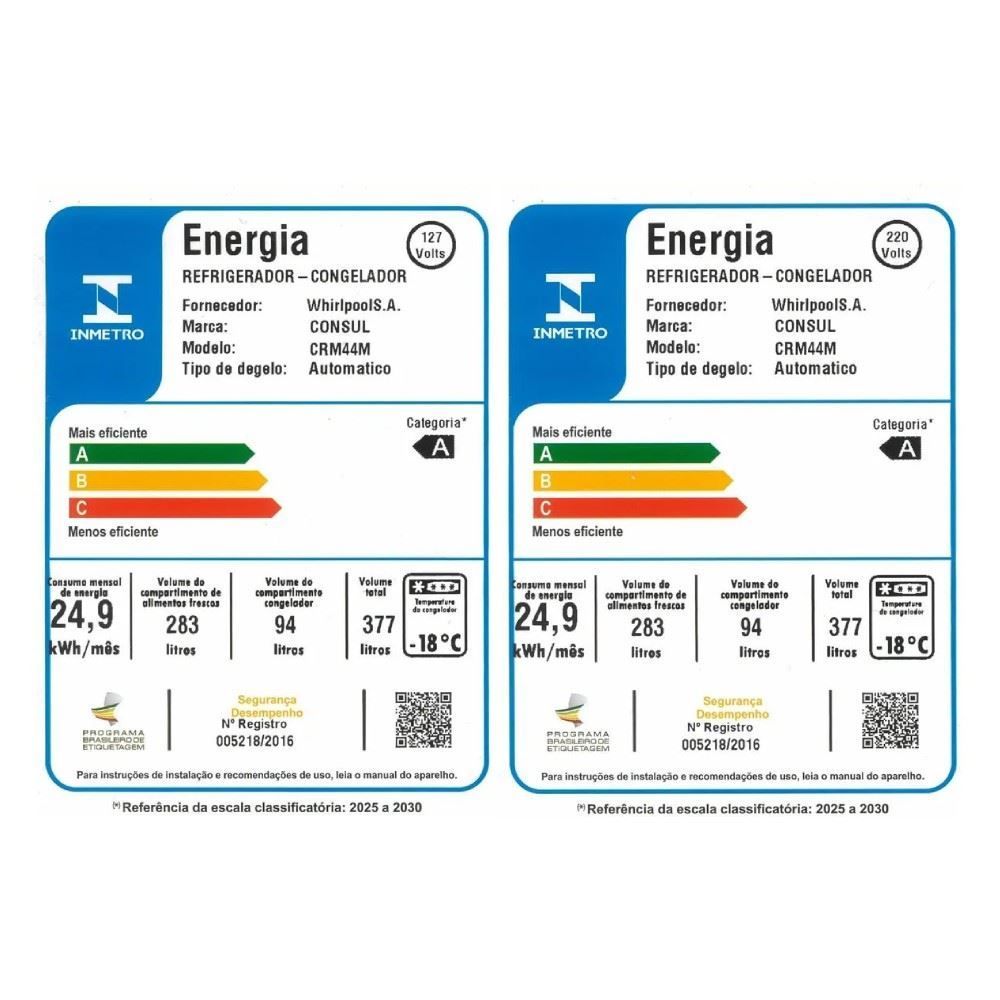 Refrigerador Geladeira Consul Frost Free 377 Litros Duplex CRM44MB