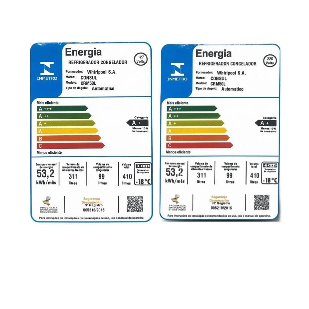 Refrigerador Geladeira Consul Frost Free 410 Litros CRM50LB