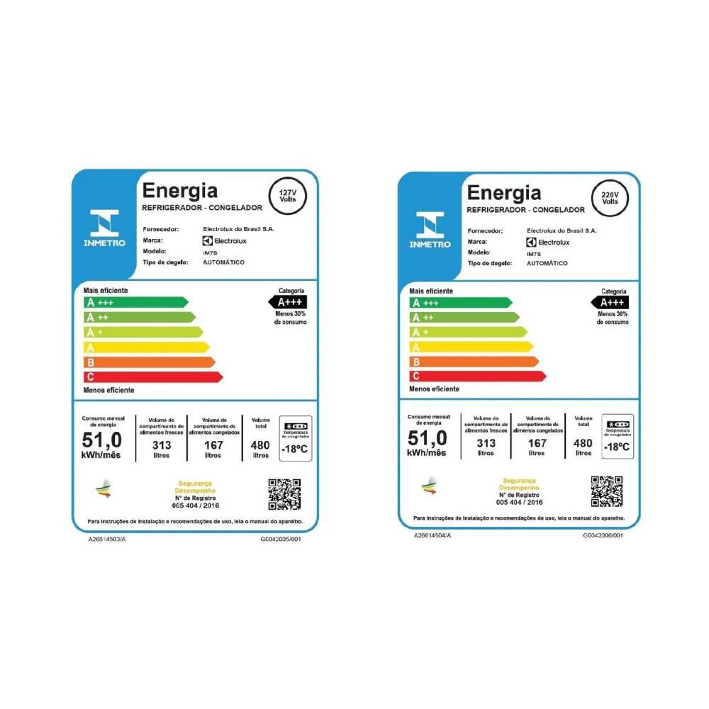 Refrigerador Geladeira Electrolux Inox Look Frost Free 480 Litros IM7S