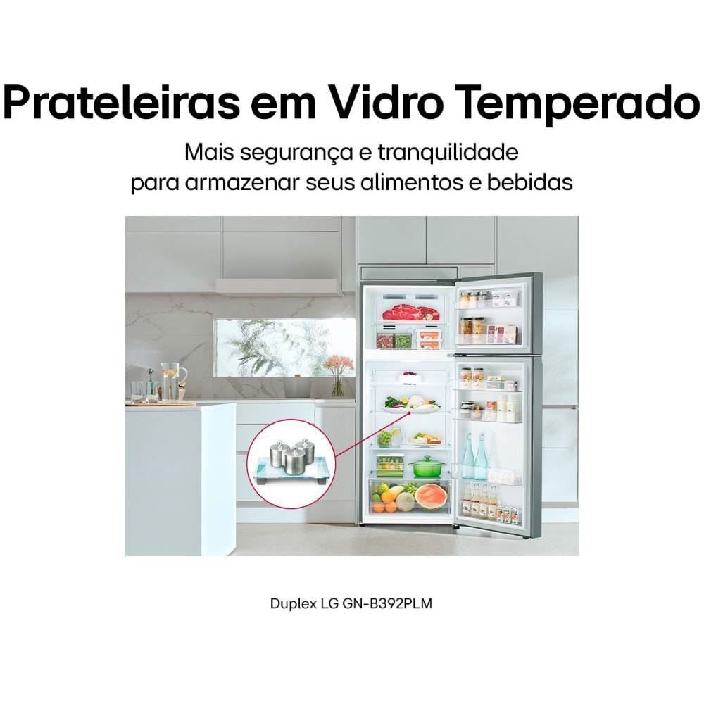 Refrigerador Geladeira LG Frost Free Inverter Duplex 395 Litros GN B392PLMB