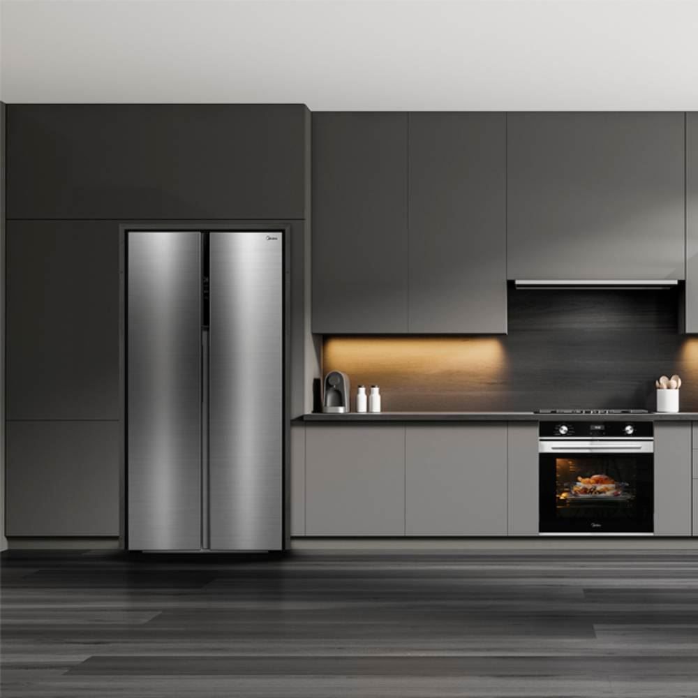 Refrigerador Geladeira Midea Side By Side Inverter Inox 442 Litros MDRS598FGA