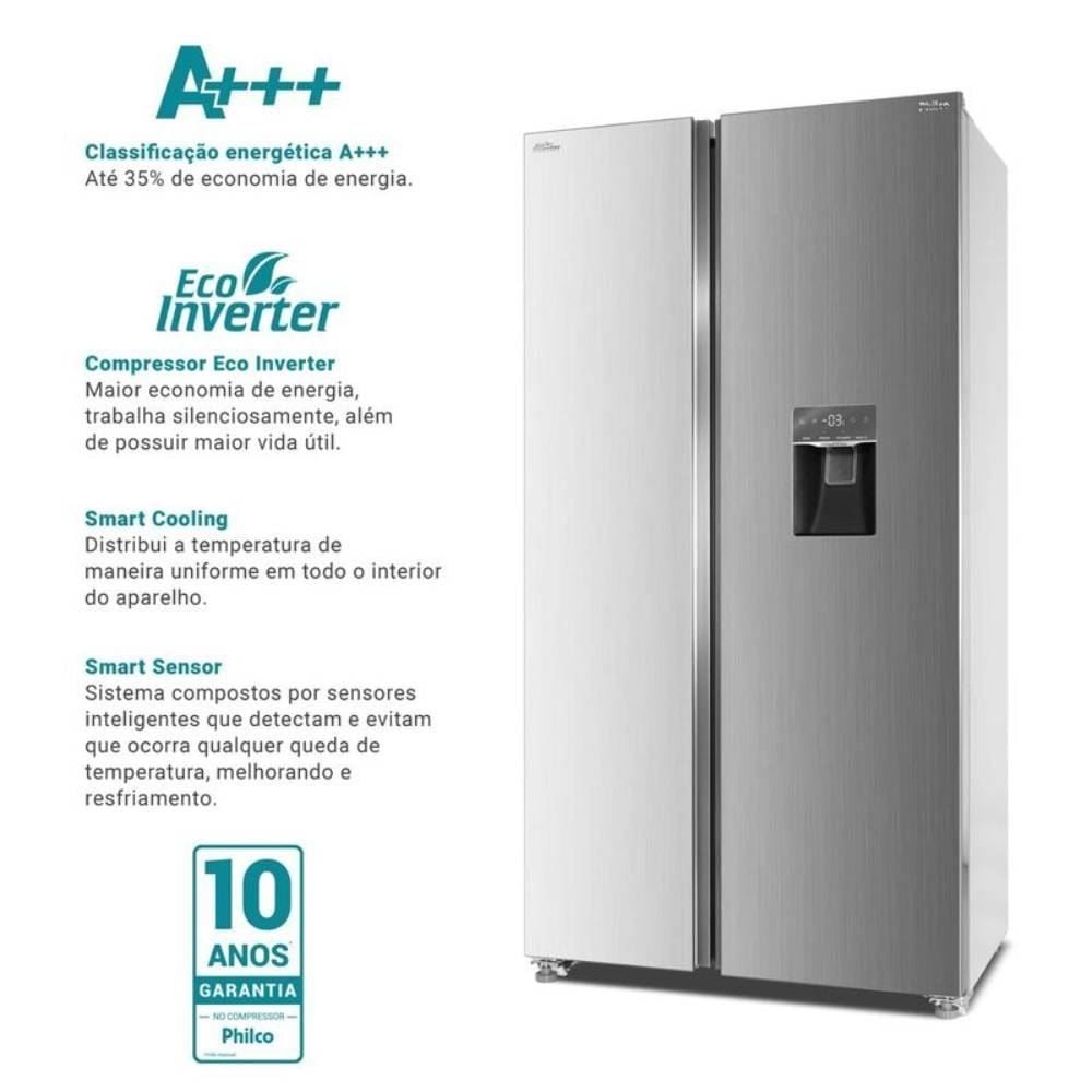 Refrigerador Philco Side By Side 434 Litros Eco Inverter PRF535ID