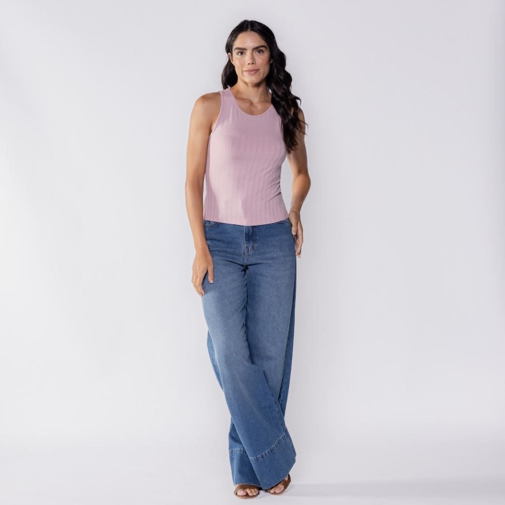 Regata Feminina Canelada Básica Patricia Foster