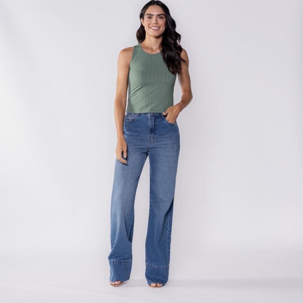 Regata Feminina Canelada Básica Patricia Foster