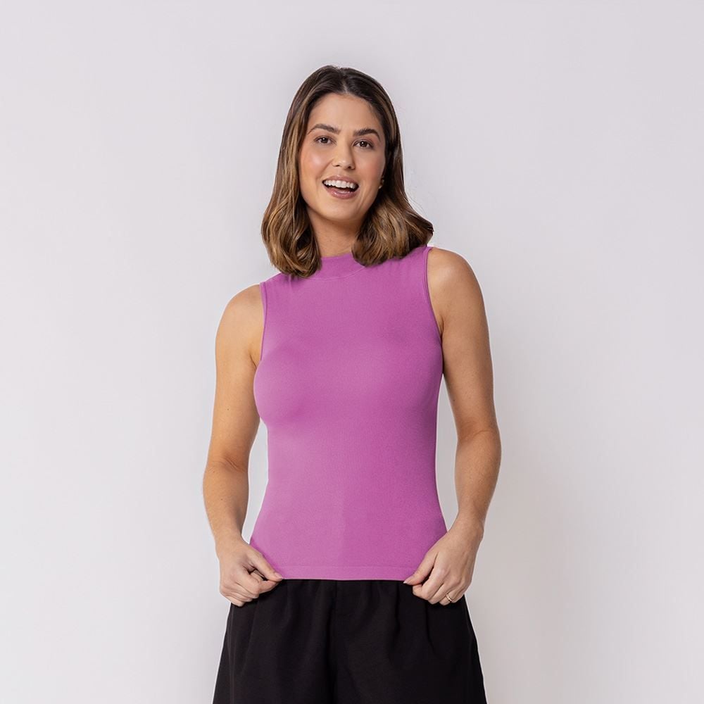 Regata Feminina Sem Costura Gola Alta Patricia Foster