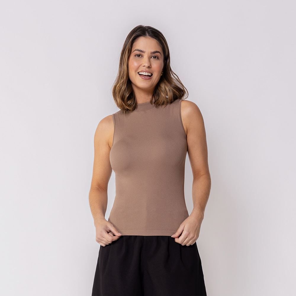 Regata Feminina Sem Costura Gola Alta Patricia Foster