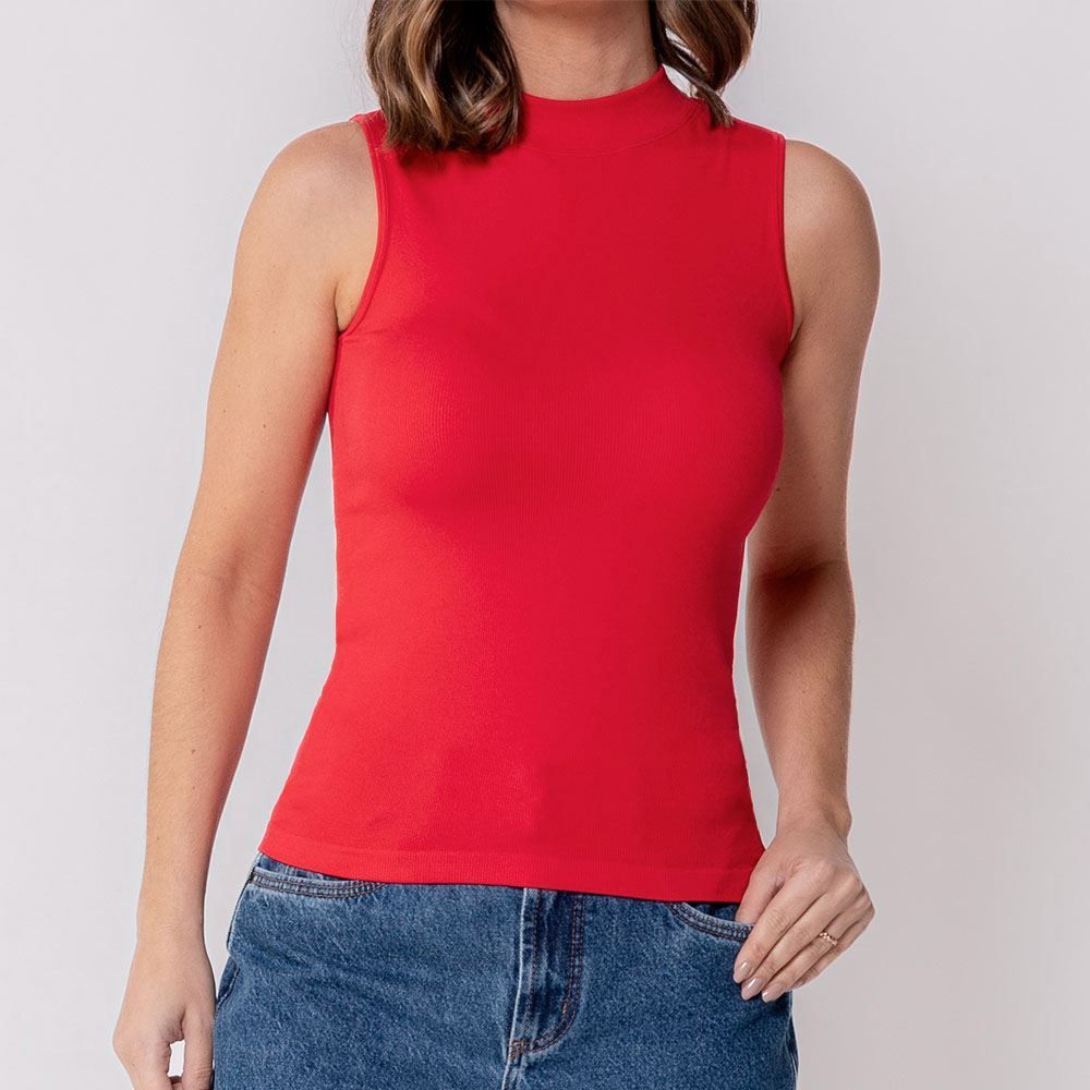 Regata Feminina Sem Costura Gola Alta Patricia Foster