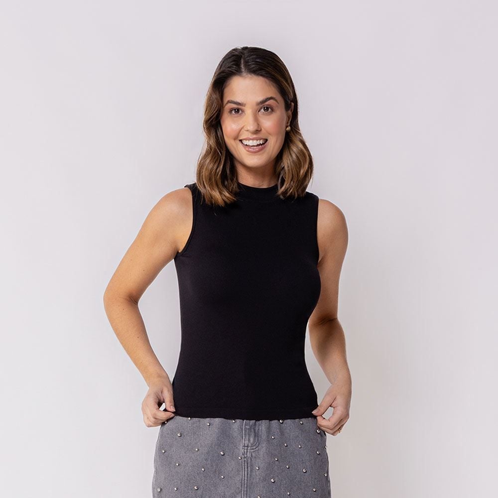 Regata Feminina Sem Costura Gola Alta Patricia Foster