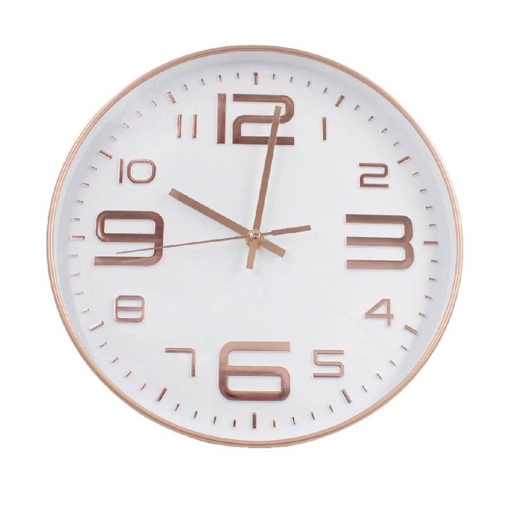 Relógio De Parede Branco E Rose Gold Havan Casa - 30cm