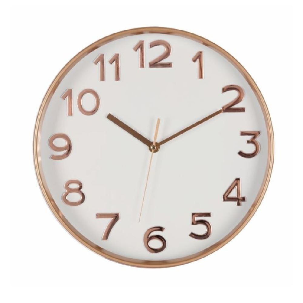 Relógio De Parede Com Fundo Branco Havan Casa 30 Cm - Rosé Gold