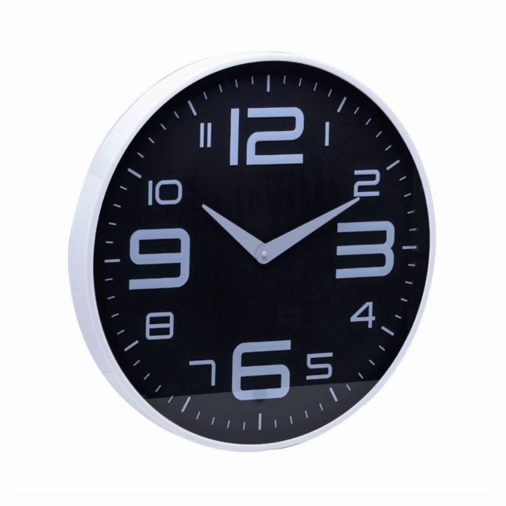 Relógio De Parede Lyor 30,5 Cm - Preto Com Branco