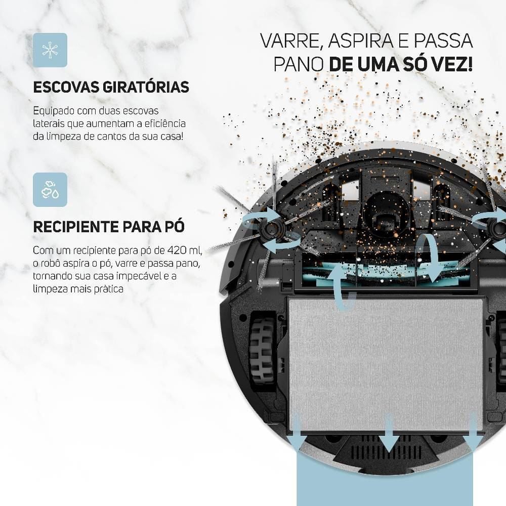 Robô Aspirador 3 Em 1 Wap Robot W310 Com Base Carregadora Bivolt