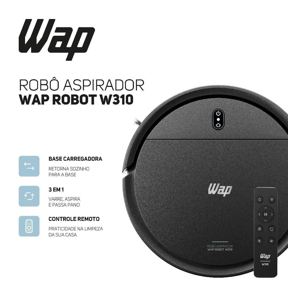 Robô Aspirador 3 Em 1 Wap Robot W310 Com Base Carregadora Bivolt
