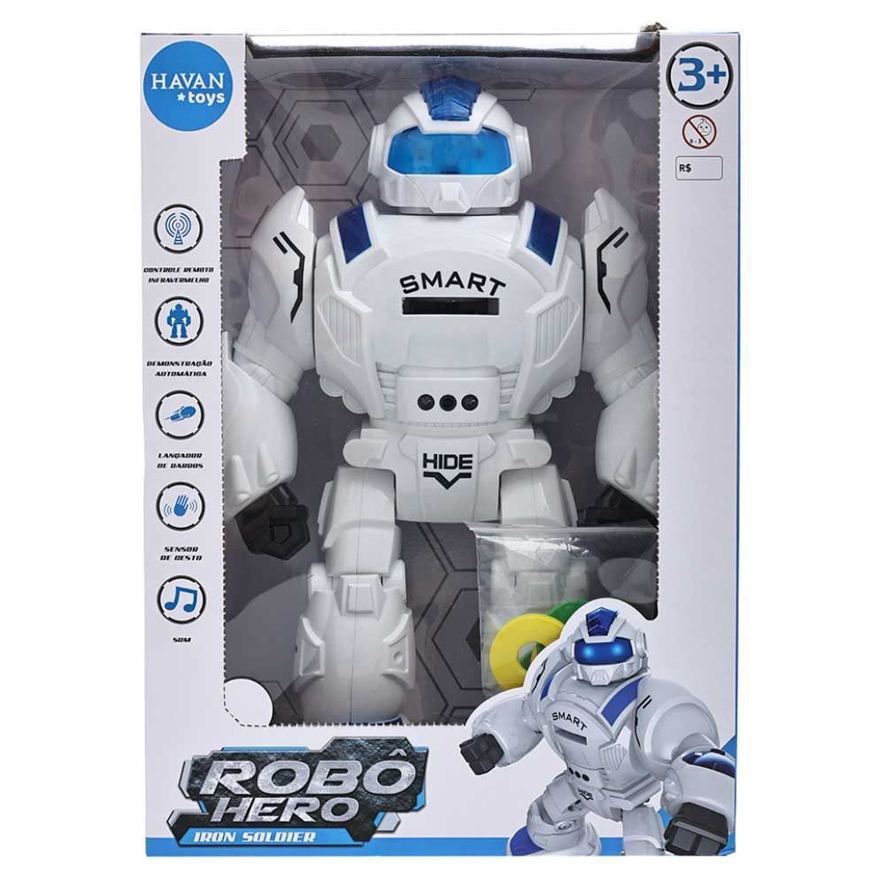 Robô Com Controle Remoto Iron Soldier Azul Havan Toys - DIVERSOS