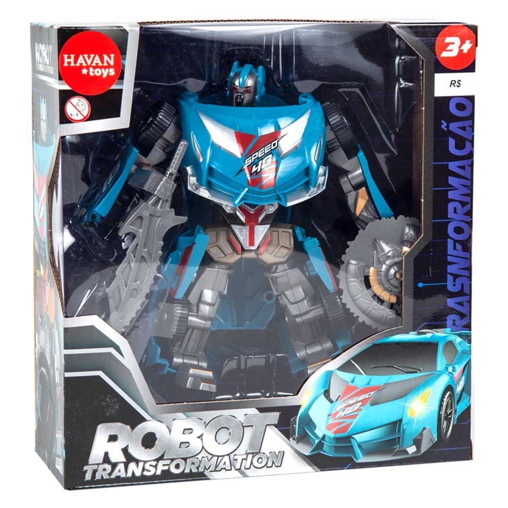 Robô Transformador Pequeno Azul Havan Toys - HBR0365