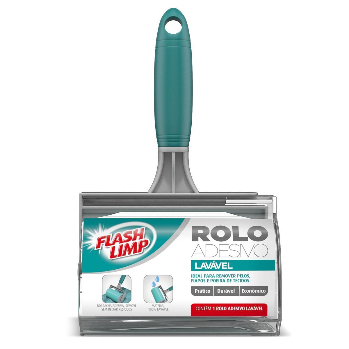 Rolo Adesivo Lavável FlashLimp - Cinza