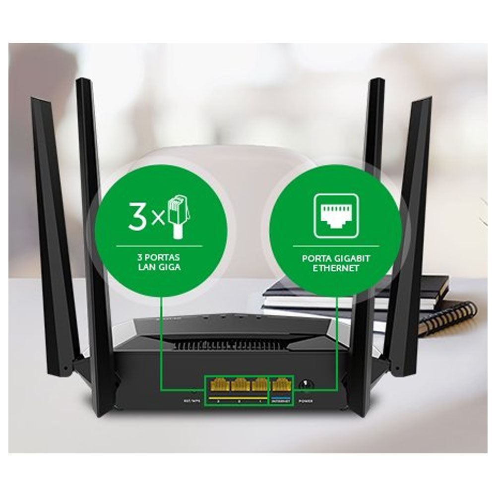 Roteador Gigabat Wi-Force W5-1200G Intelbras - Preto