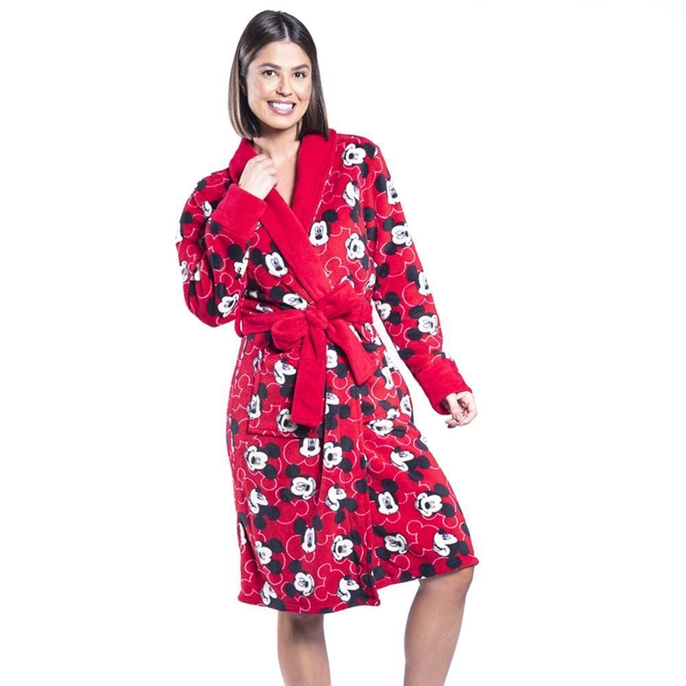 Roupão Adulto Feminino Microfibra G Disney - Mickey Vermelho