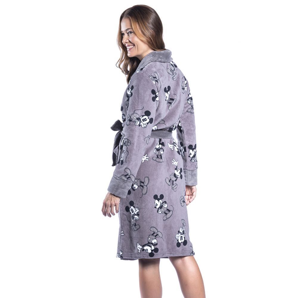 Roupão Adulto Feminino Microfibra Gg Disney - Mickey Cinza