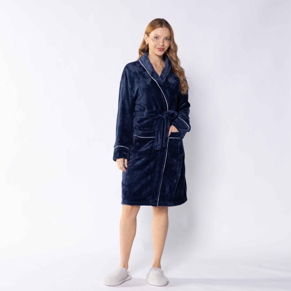 Roupão Adulto G Requinte Havan Casa - Azul Marinho