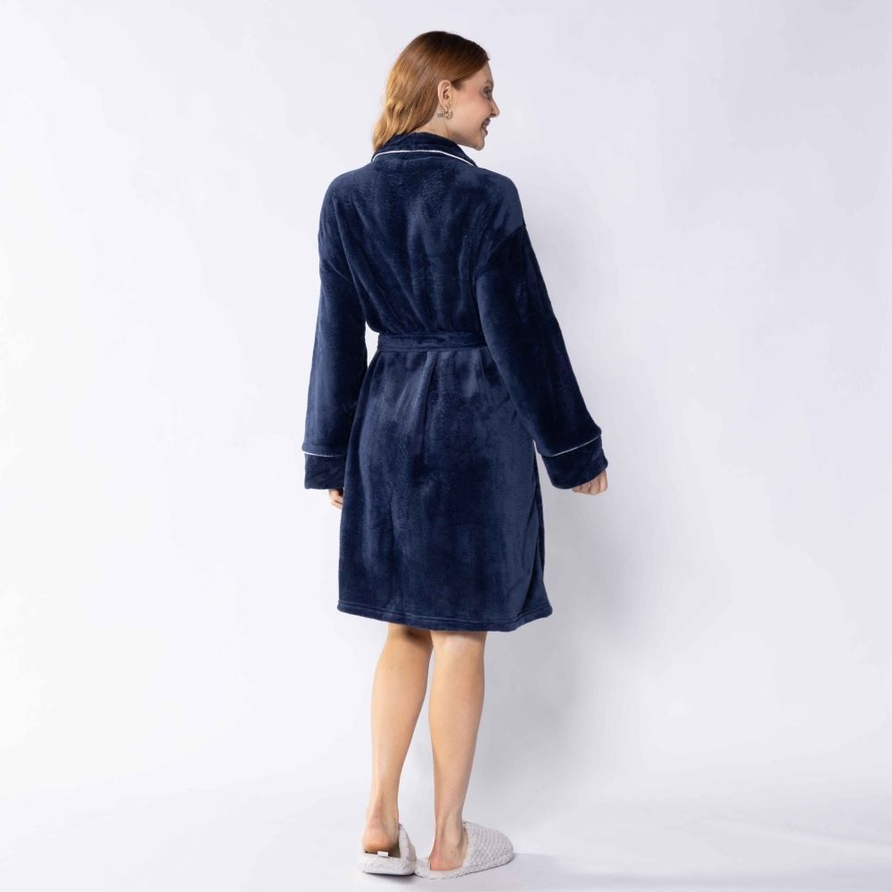 Roupão Adulto P Requinte Havan Casa - Azul Marinho