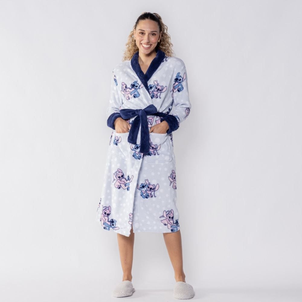 Roupão Adulto Unissex Disney Microfibra P - Stitch e Angel