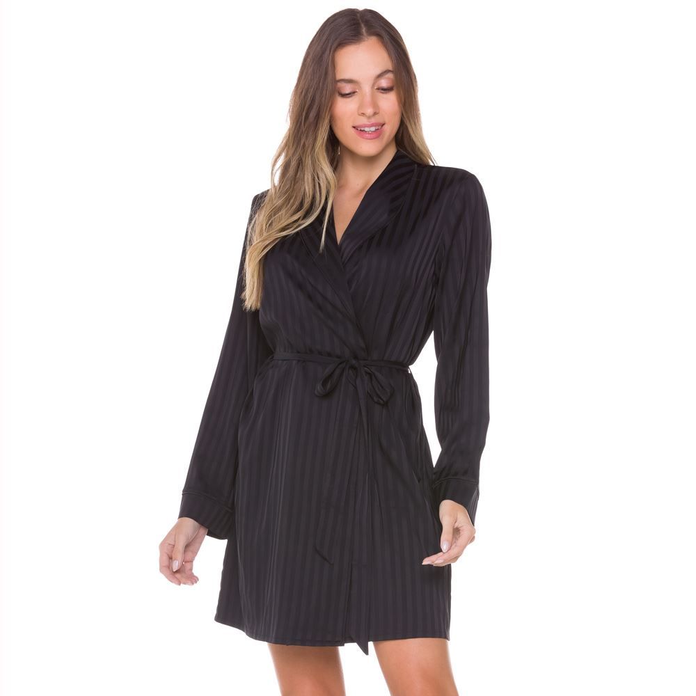 Roupão de Cetim Listrado Camila Moretti